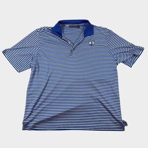 Pebble Beach 1919 Golf Polo Shirt Mens XL Blue Striped Dry-Luxe Performance